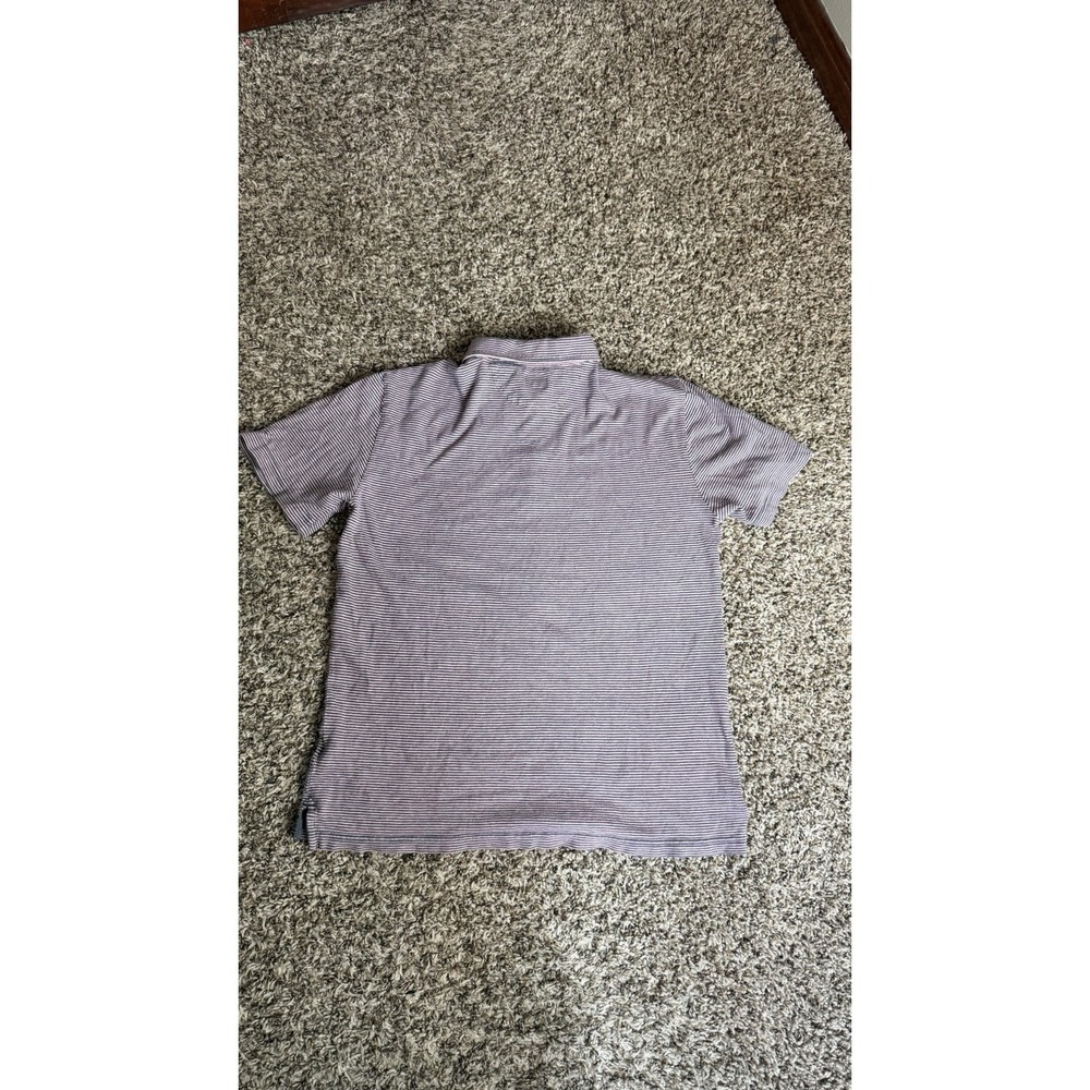 Faherty Polo Shirt Mens Small Blue/Pink Striped Pocket 100% Cotton Short Sleeve - Picture 6 of 6